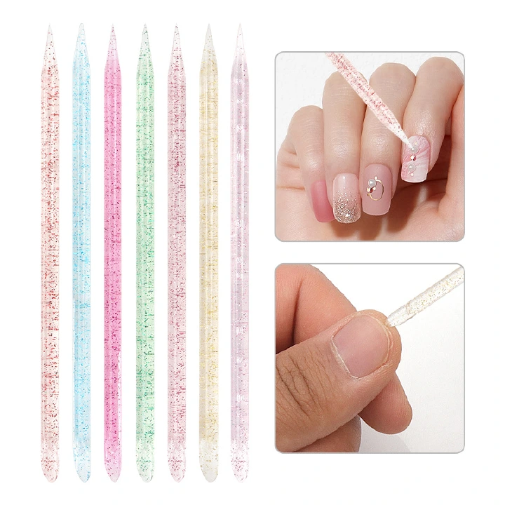100Pcs/pack Reusable Crystal Stick Double End Nail Art Cuticle Pusher Cuticle Remover Tool Pedicure Care Nails Manicure Tools