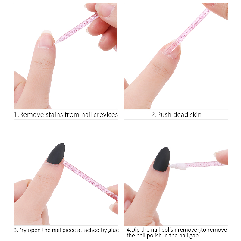 100Pcs/pack Reusable Crystal Stick Double End Nail Art Cuticle Pusher Cuticle Remover Tool Pedicure Care Nails Manicure Tools