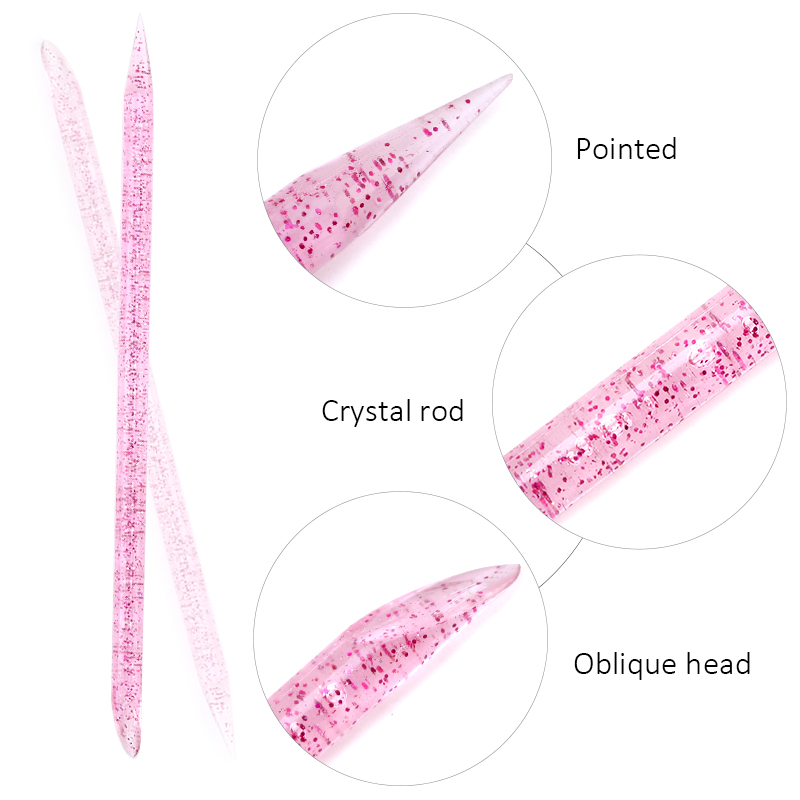 100Pcs/pack Reusable Crystal Stick Double End Nail Art Cuticle Pusher Cuticle Remover Tool Pedicure Care Nails Manicure Tools