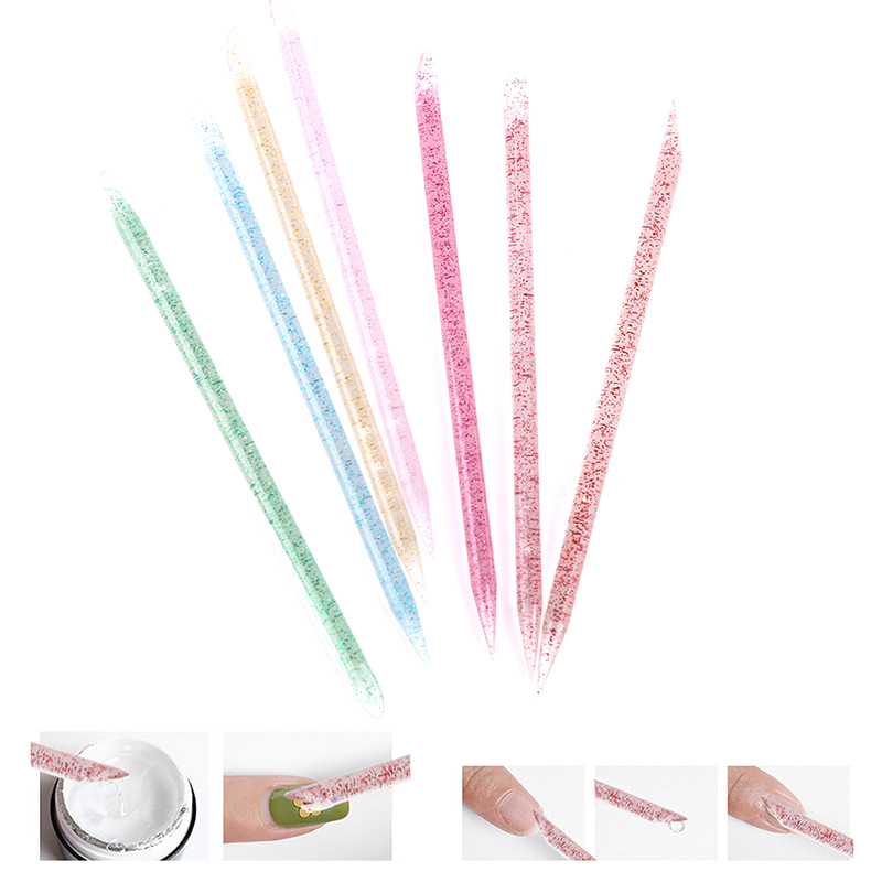 100Pcs/pack Reusable Crystal Stick Double End Nail Art Cuticle Pusher Cuticle Remover Tool Pedicure Care Nails Manicure Tools