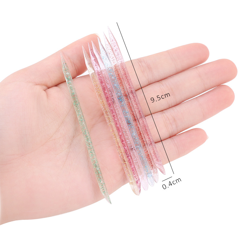 100Pcs/pack Reusable Crystal Stick Double End Nail Art Cuticle Pusher Cuticle Remover Tool Pedicure Care Nails Manicure Tools