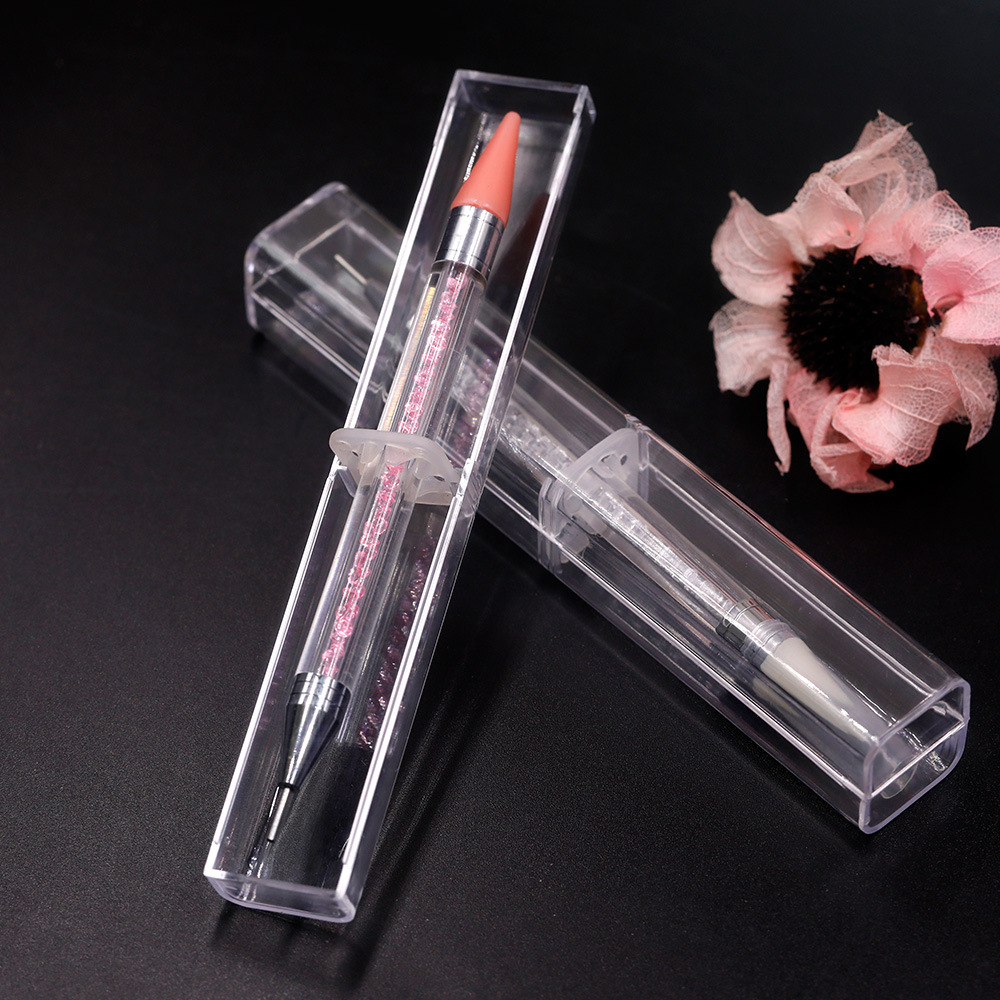 2pcs Dual-ended Nail Dotting Pen Crystal Beads Handle Rhinestone Studs Picker Wax Pencil Manicure Nail Art Tools