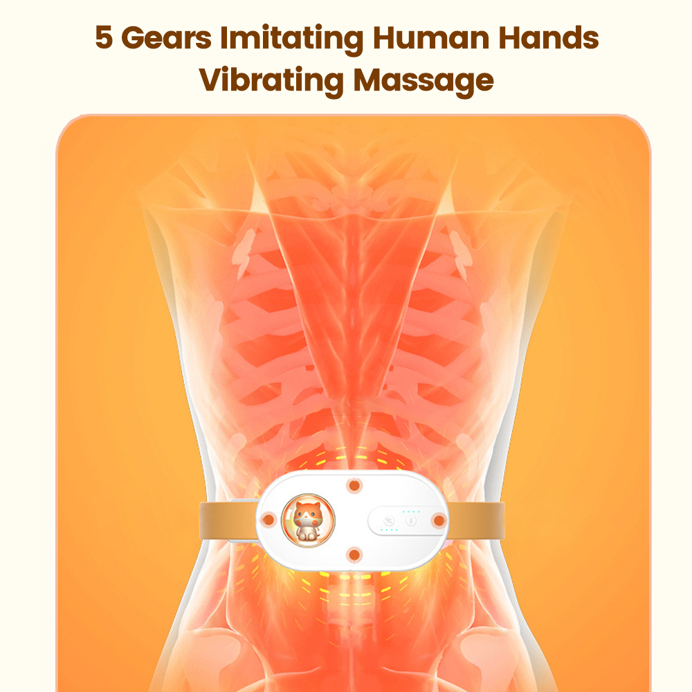 Cute Warm Abdominal Electric Massager Relieve Menstrual Pain Heating Uterus Acupuncture Points Vibrating Massage Waist Body Slimming Belt