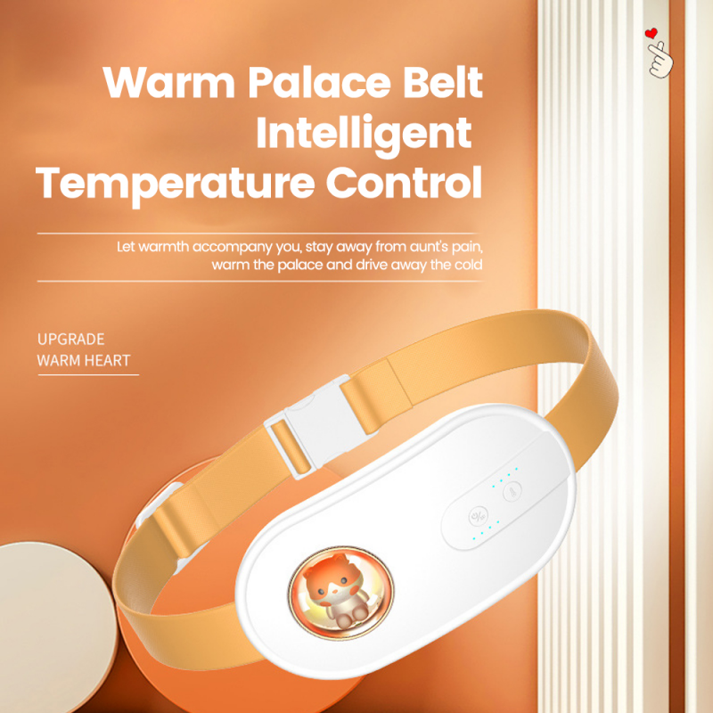 Cute Warm Abdominal Electric Massager Relieve Menstrual Pain Heating Uterus Acupuncture Points Vibrating Massage Waist Body Slimming Belt
