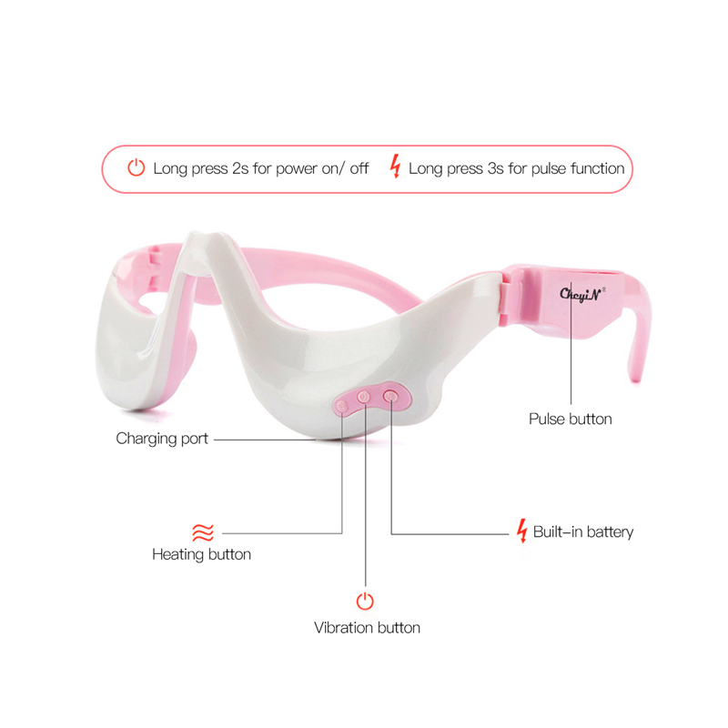 New Arrivals 3D EMS Micro-current Pulse Eye Relax Massager  3 Modes 3 Gears Heating Therapy Acupressure Fatigue Relief Wrinkle Reduction Blood Circulation