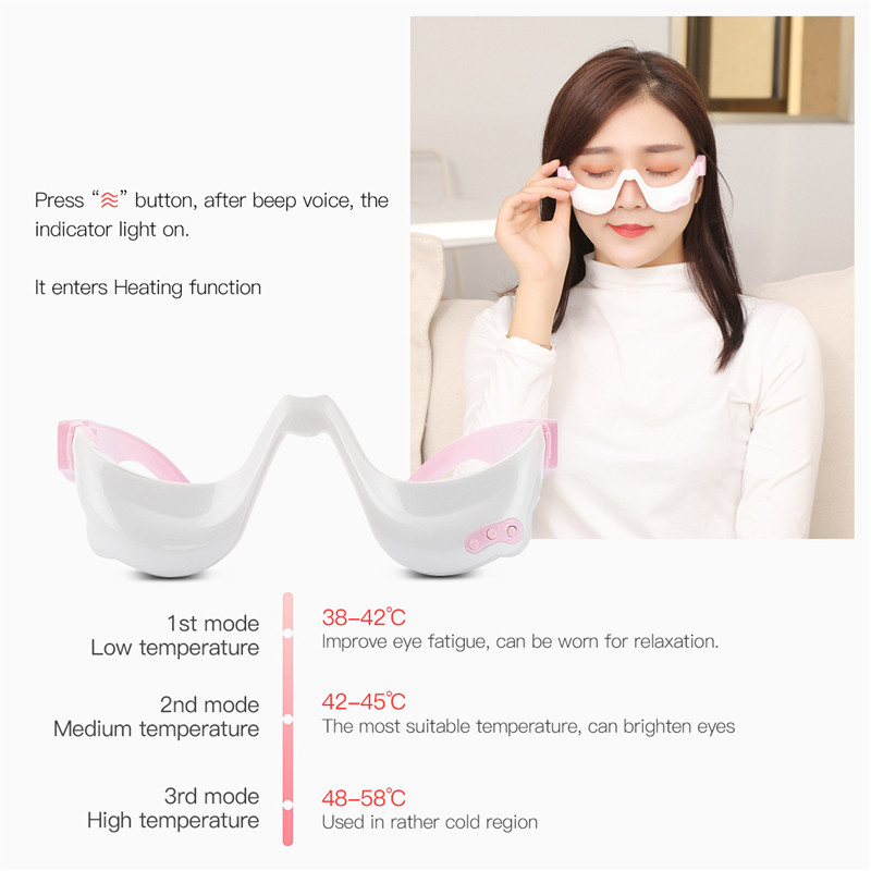 New Arrivals 3D EMS Micro-current Pulse Eye Relax Massager  3 Modes 3 Gears Heating Therapy Acupressure Fatigue Relief Wrinkle Reduction Blood Circulation
