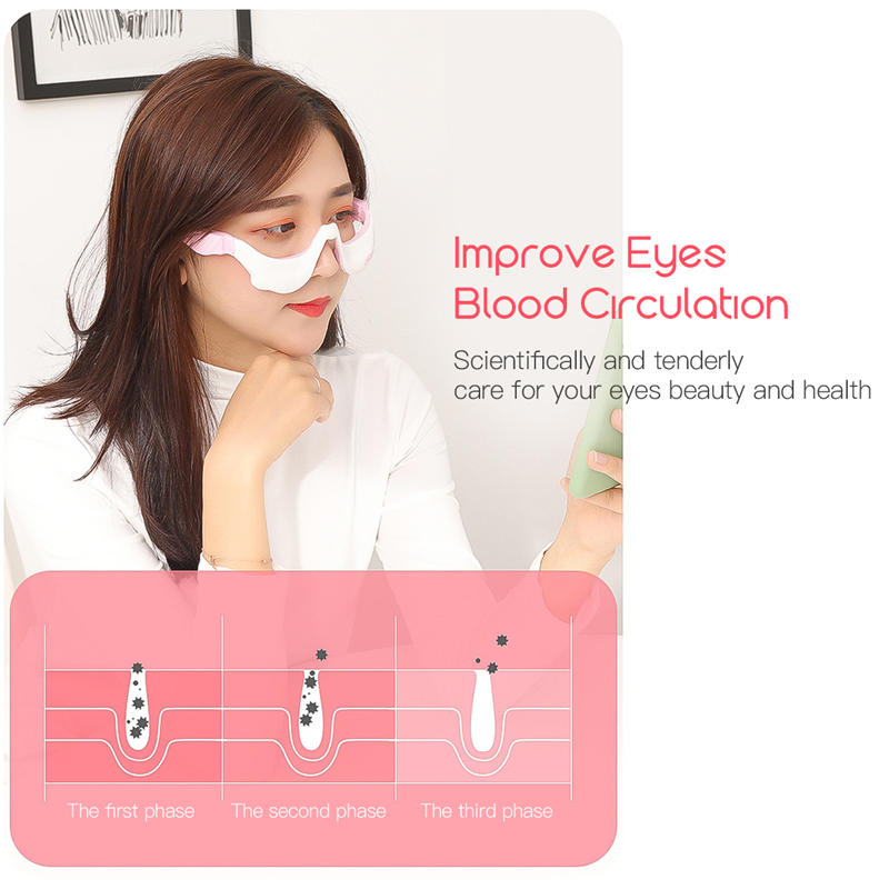 New Arrivals 3D EMS Micro-current Pulse Eye Relax Massager  3 Modes 3 Gears Heating Therapy Acupressure Fatigue Relief Wrinkle Reduction Blood Circulation