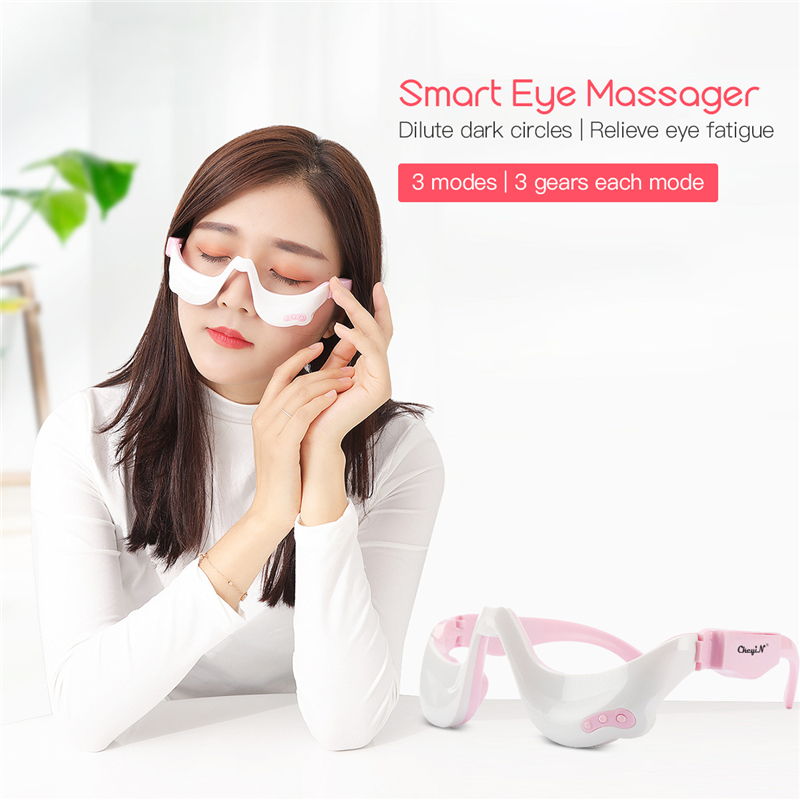 New Arrivals 3D EMS Micro-current Pulse Eye Relax Massager  3 Modes 3 Gears Heating Therapy Acupressure Fatigue Relief Wrinkle Reduction Blood Circulation