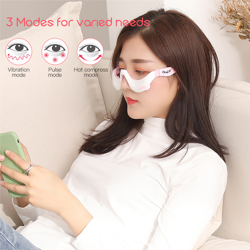 New Arrivals 3D EMS Micro-current Pulse Eye Relax Massager  3 Modes 3 Gears Heating Therapy Acupressure Fatigue Relief Wrinkle Reduction Blood Circulation