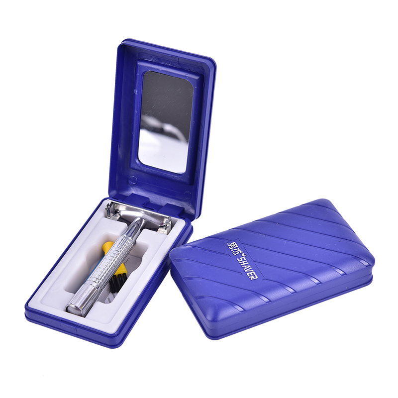 New Arrival Men's Traditional Double Edge Chrome Wet Shaving Safety Handheld Manual Razor 1 Blade Included With Travel Case Care Hair Beard