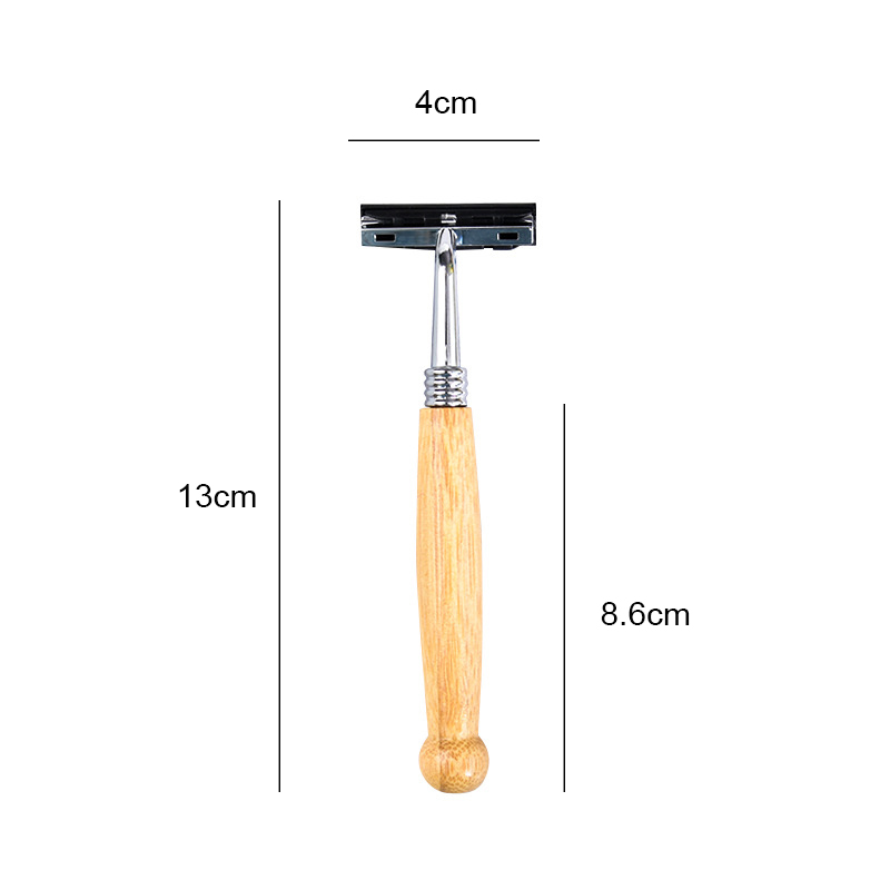 New Arrival 1pcs Bamboo Razor Non-disposable Stainless Steel Razor Replaceable Razor Head Retro Beard Knife Men Shaving old style razor