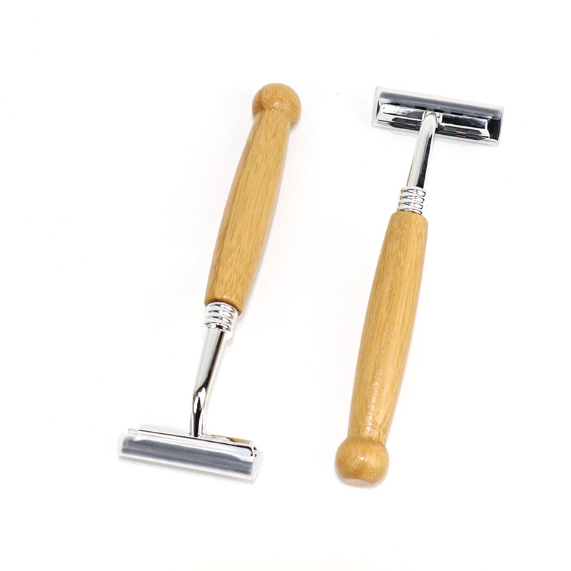 New Arrival 1pcs Bamboo Razor Non-disposable Stainless Steel Razor Replaceable Razor Head Retro Beard Knife Men Shaving old style razor
