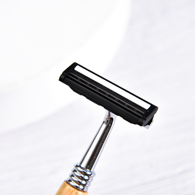 New Arrival 1pcs Bamboo Razor Non-disposable Stainless Steel Razor Replaceable Razor Head Retro Beard Knife Men Shaving old style razor