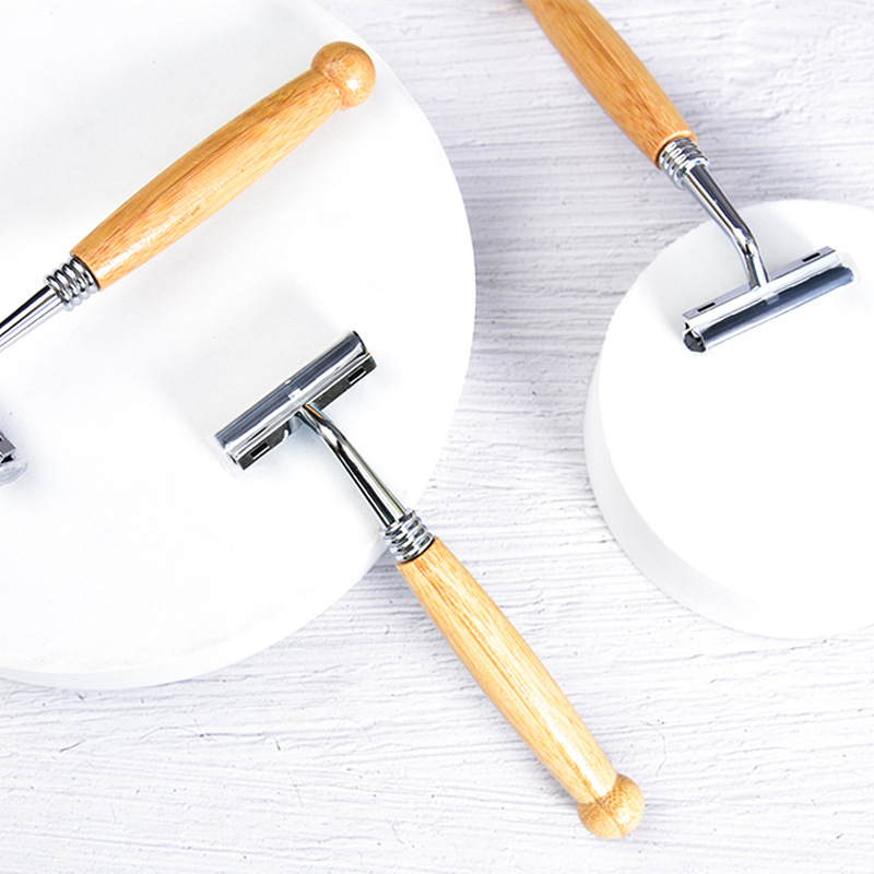 New Arrival 1pcs Bamboo Razor Non-disposable Stainless Steel Razor Replaceable Razor Head Retro Beard Knife Men Shaving old style razor
