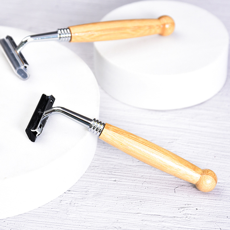 New Arrival 1pcs Bamboo Razor Non-disposable Stainless Steel Razor Replaceable Razor Head Retro Beard Knife Men Shaving old style razor