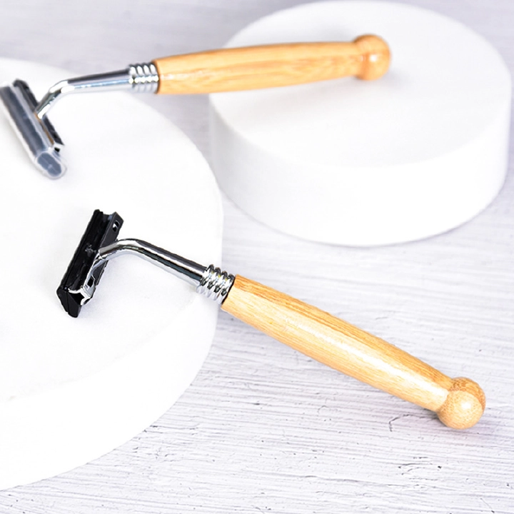 New Arrival 1pcs Bamboo Razor Non-disposable Stainless Steel Razor Replaceable Razor Head Retro Beard Knife Men Shaving old style razor