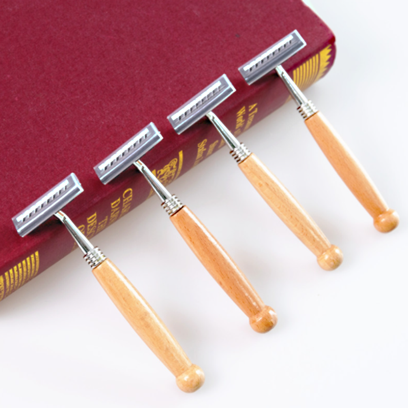 New Arrival 1pcs Bamboo Razor Non-disposable Stainless Steel Razor Replaceable Razor Head Retro Beard Knife Men Shaving old style razor