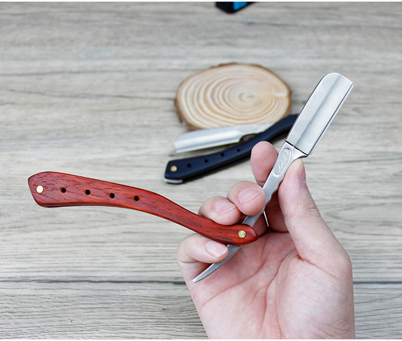 New Arrival Wood Handle Zinc Alloy Men's Razor Holder Professional Barber Hair Cut Razors Changeable Blade Type Shaving Knife Holder