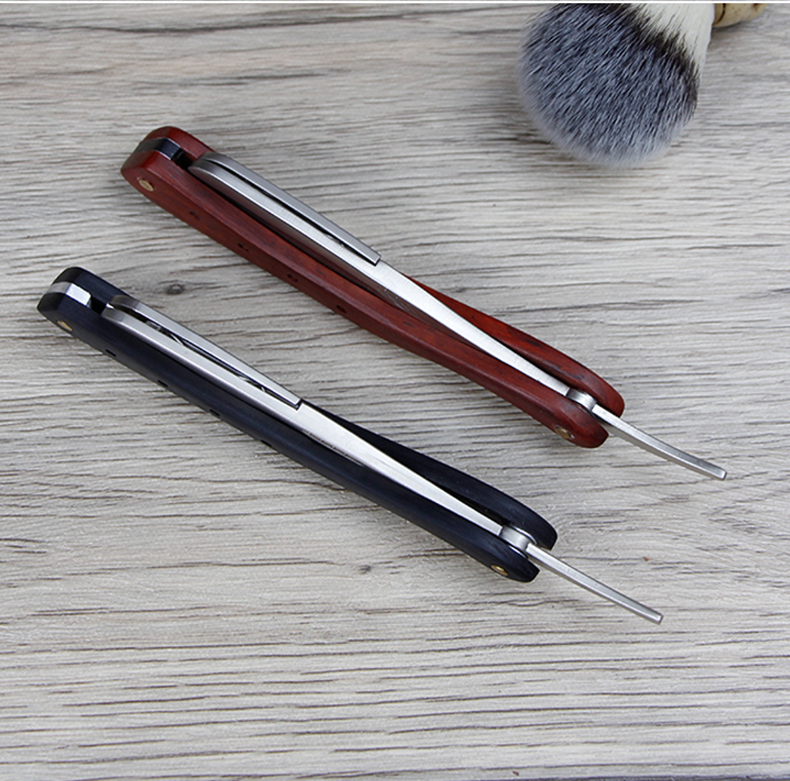 New Arrival Wood Handle Zinc Alloy Men's Razor Holder Professional Barber Hair Cut Razors Changeable Blade Type Shaving Knife Holder