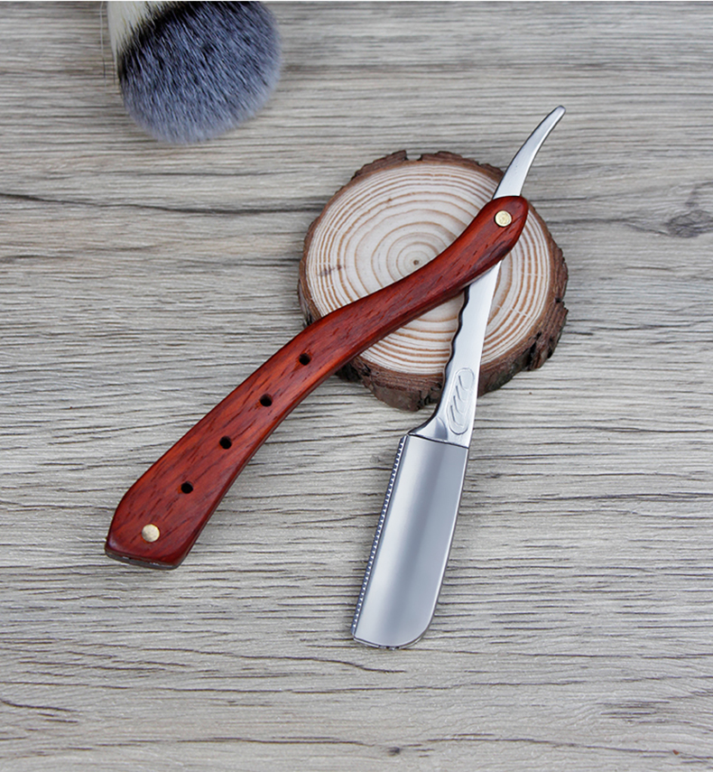 New Arrival Wood Handle Zinc Alloy Men's Razor Holder Professional Barber Hair Cut Razors Changeable Blade Type Shaving Knife Holder