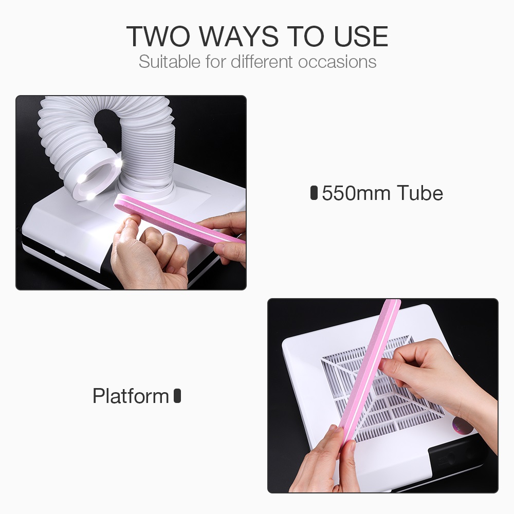 New Arrival 60W Strong Nail Dust Collector Suction Dust Cleaner Retractable Elbow Design Fan Vacuum Cleaner Nail Manicure Dust Collector view 4