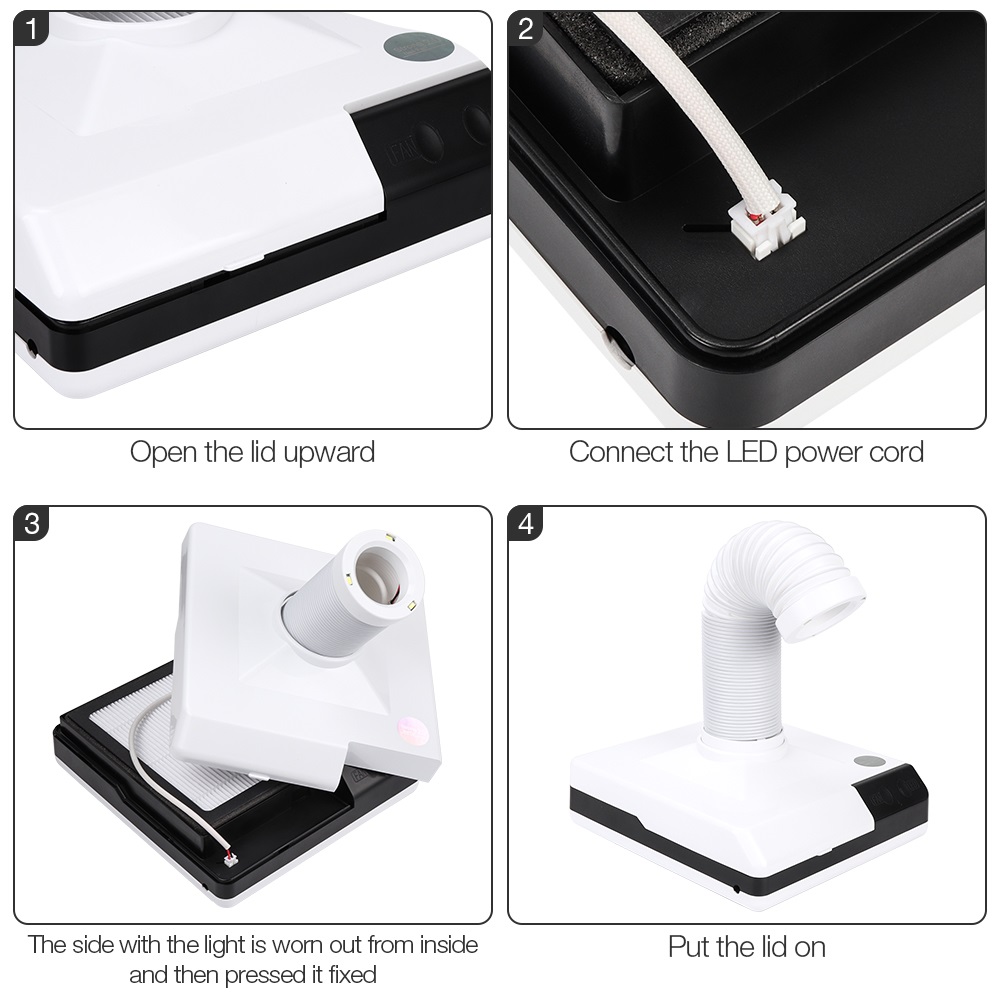 New Arrival 60W Strong Nail Dust Collector Suction Dust Cleaner Retractable Elbow Design Fan Vacuum Cleaner Nail Manicure Dust Collector view 7