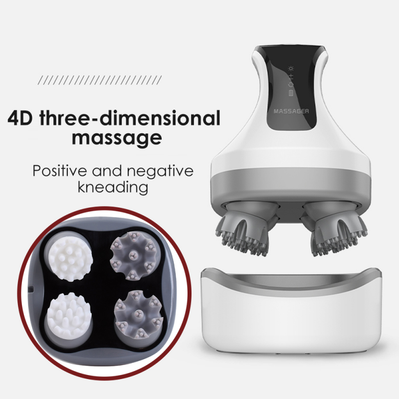 New Arrival 4D Electric Head Massager Wireless Scalp Massage IPX7 Waterproof Promote Hair Growth Body Deep Tissue Kneading Massager