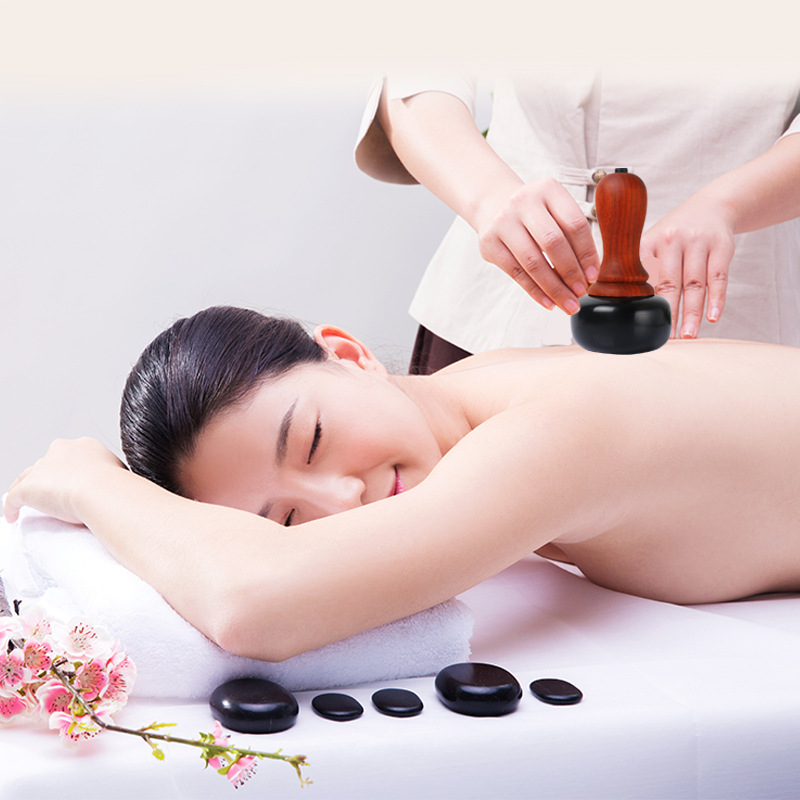 Hot Stone Electric Gua Sha Massager Natural Stone Needle Guasha Scraping Back Neck Face Massage Relax Muscles Skin Lift Care Spa