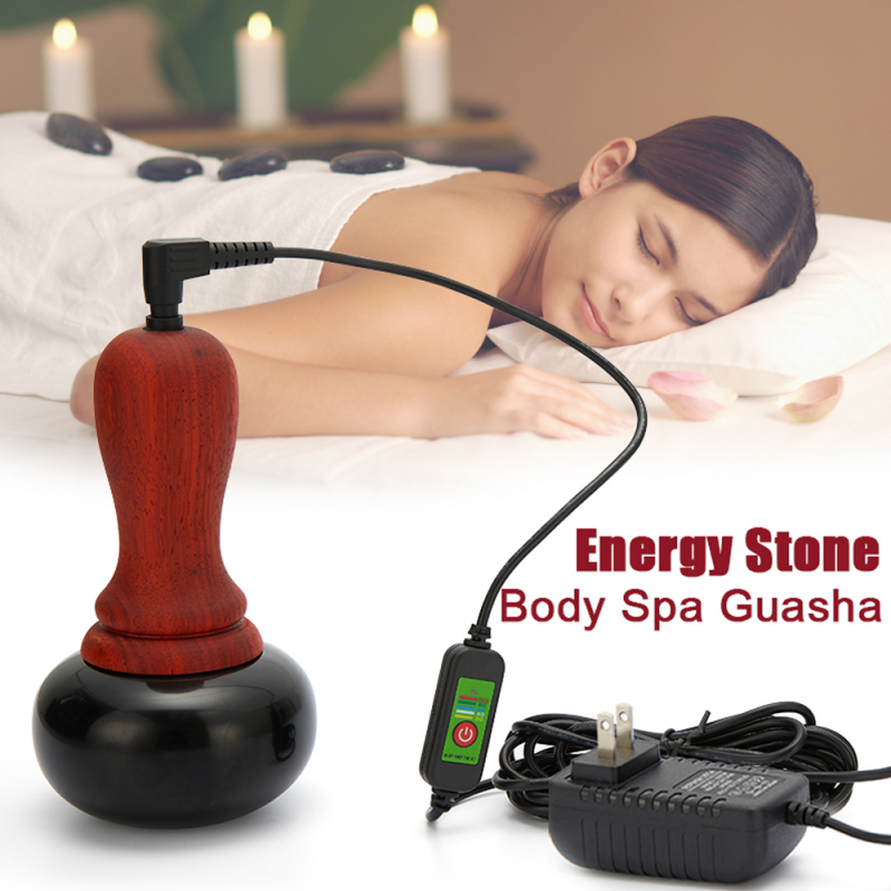 Hot Stone Electric Gua Sha Massager Natural Stone Needle Guasha Scraping Back Neck Face Massage Relax Muscles Skin Lift Care Spa