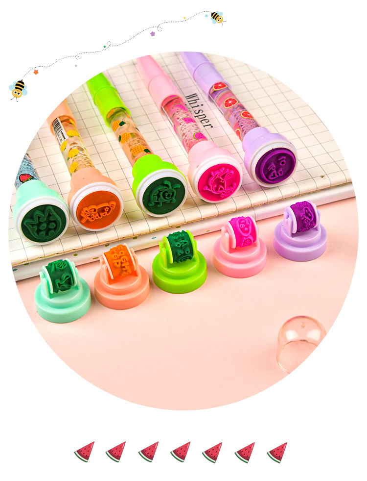 100pcs/lot 5 IN 1 Multi-function Bubble Ballpoint Pen Children Toys Ballpoint Pen Gift For Boys Girls Cute Seal Roller Stamp Pen With Light stylus pen organizer