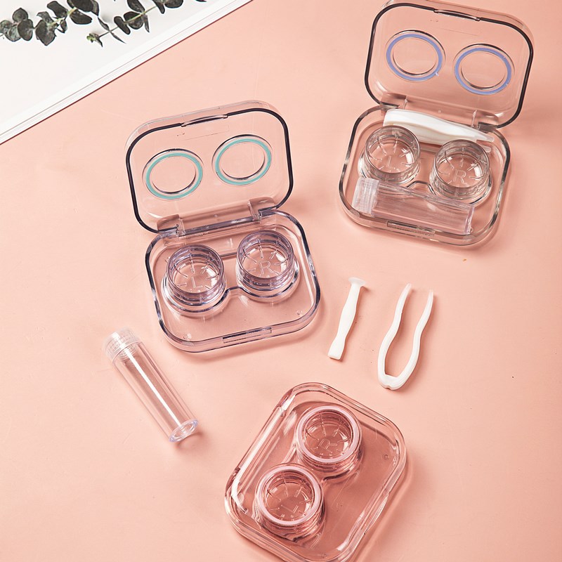 New Arrival Transparent Tweezers Suction Stick Container Set Portable Contact Lens Box for Women Travel Contact Lenses Case