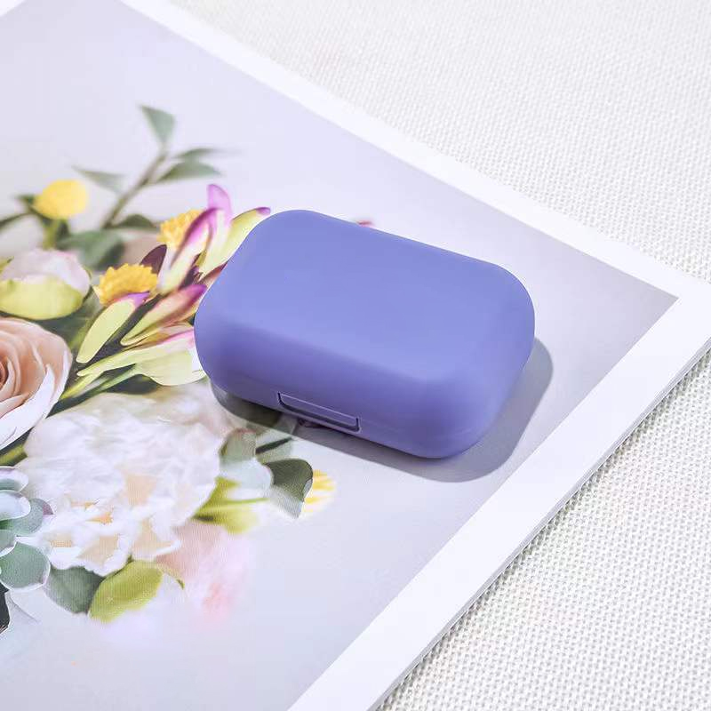 Frosted Mini Rubber Paint Square Contact Lens Case With Mirror Women Colored Contact Lenses Box Eyes Contact Lens Container view 6