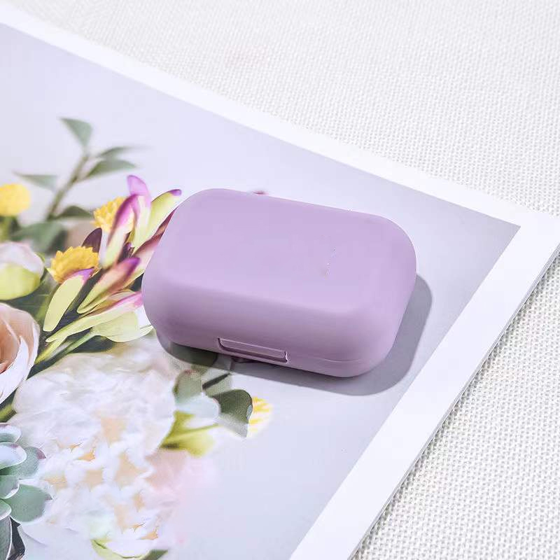 Frosted Mini Rubber Paint Square Contact Lens Case With Mirror Women Colored Contact Lenses Box Eyes Contact Lens Container view 7