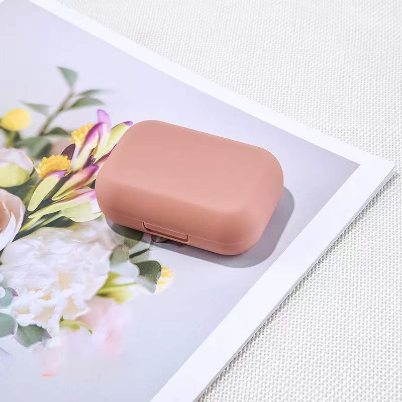 Frosted Mini Rubber Paint Square Contact Lens Case With Mirror Women Colored Contact Lenses Box Eyes Contact Lens Container view 5