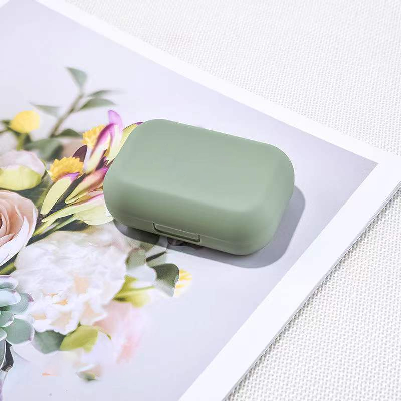 Frosted Mini Rubber Paint Square Contact Lens Case With Mirror Women Colored Contact Lenses Box Eyes Contact Lens Container view 9