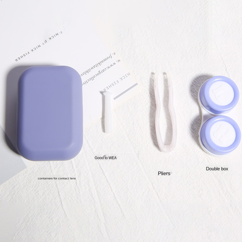 Frosted Mini Rubber Paint Square Contact Lens Case With Mirror Women Colored Contact Lenses Box Eyes Contact Lens Container view 10