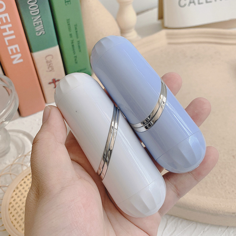 New Arrival Rotating Lipstick Style Contact Lens Case Temperament Noble Contact Lenses Box with Mirror Travel Mini Case