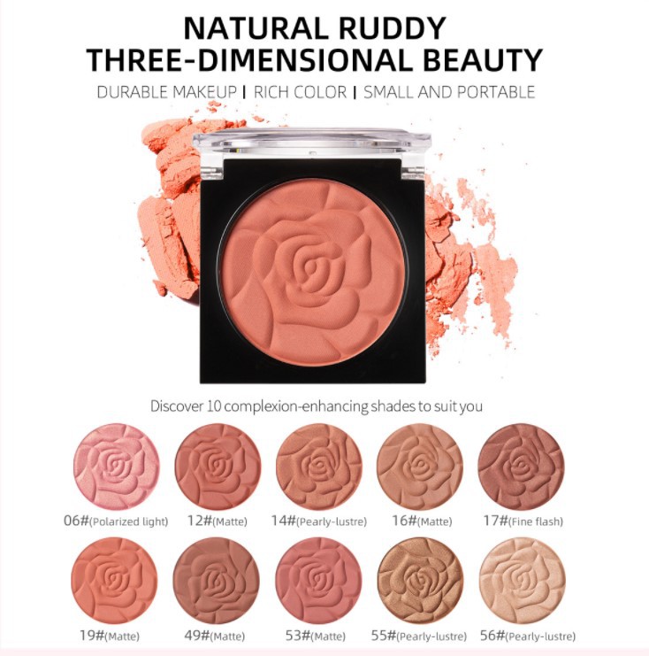 New Arrival Face Mineral Blush Baked Powder Palette Shimmer Matte Blushes Powder Women Facial Contour Shadow Pigment Blusher Cosmestics