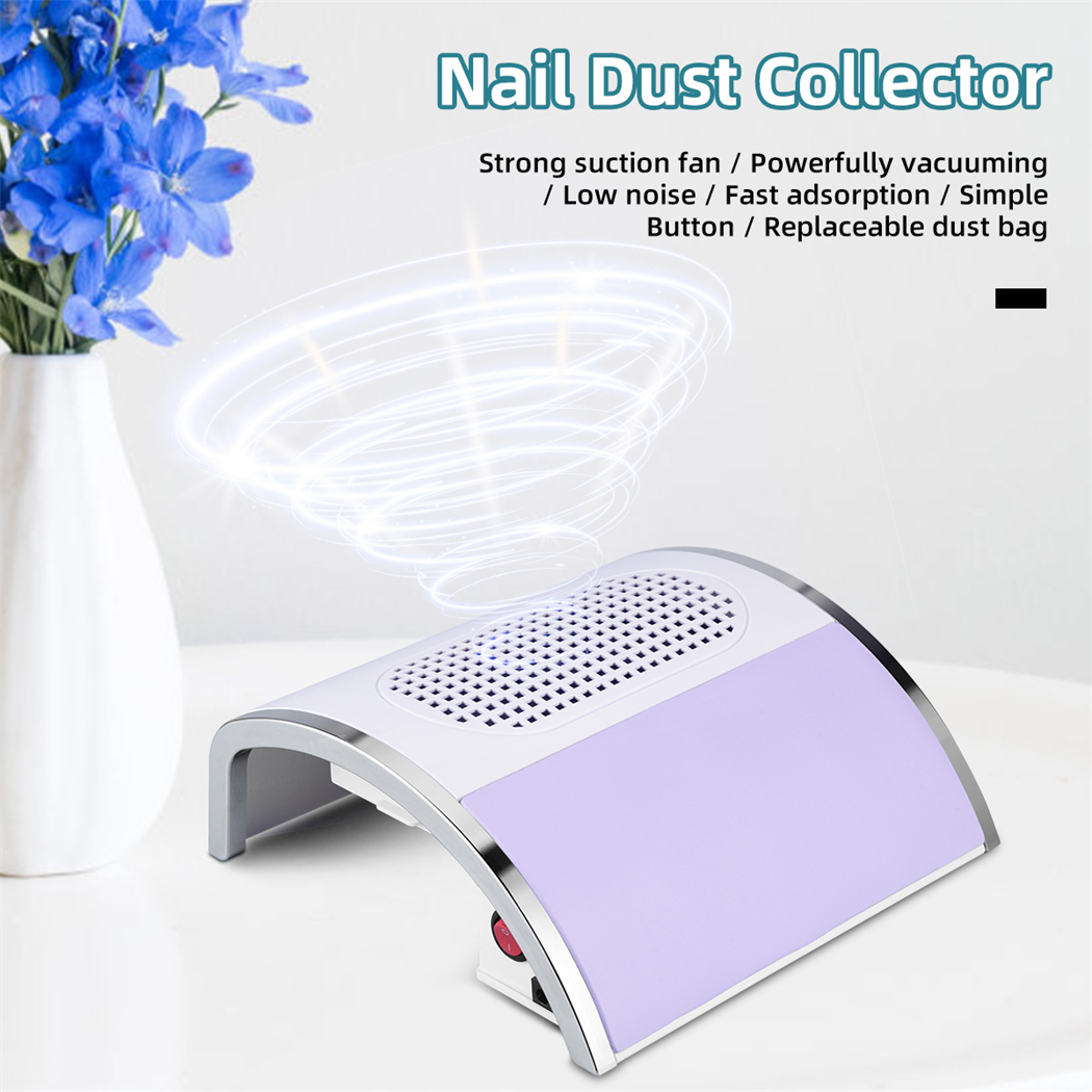 80W Nail Dust Collector Fan Vacuum Cleaner Manicure Machine Strong Power & 2 Dust Collecting Bag Salon Nail Art Tool
