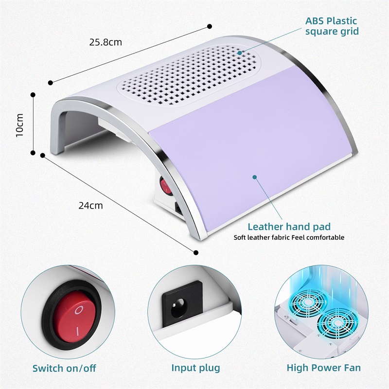 80W Nail Dust Collector Fan Vacuum Cleaner Manicure Machine Strong Power & 2 Dust Collecting Bag Salon Nail Art Tool view 6