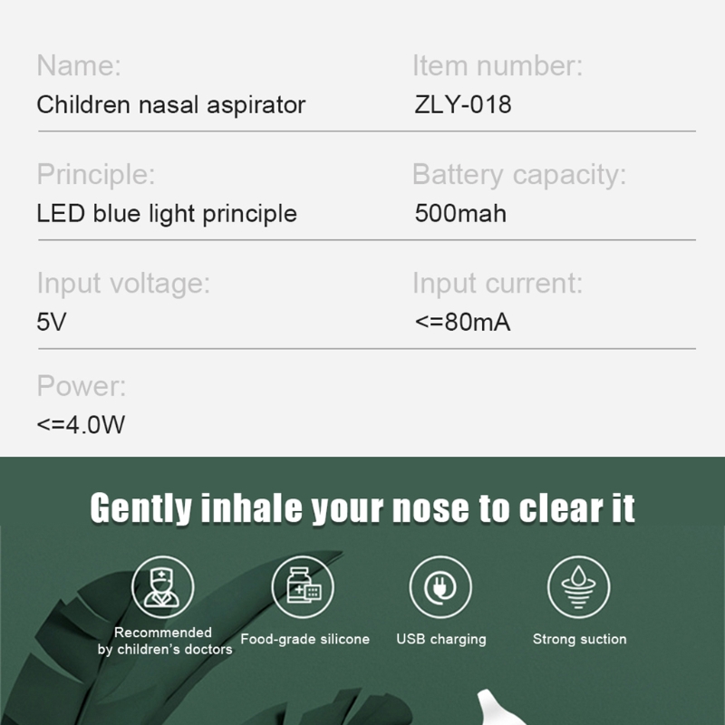 Baby Nasal Aspirator Infant Nose Sucker Aspirator Electric Nose Cleaner Infants Clean Up Nasal Congestion Newborn Children Home