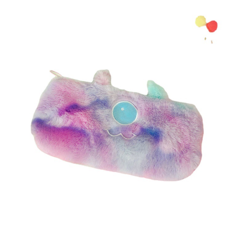 Little Monster Gradient Plush Pencil Bag Cute fashion Plush Zipper Pencil Bag School Office Supplies Stationery Pouch Purse Storage