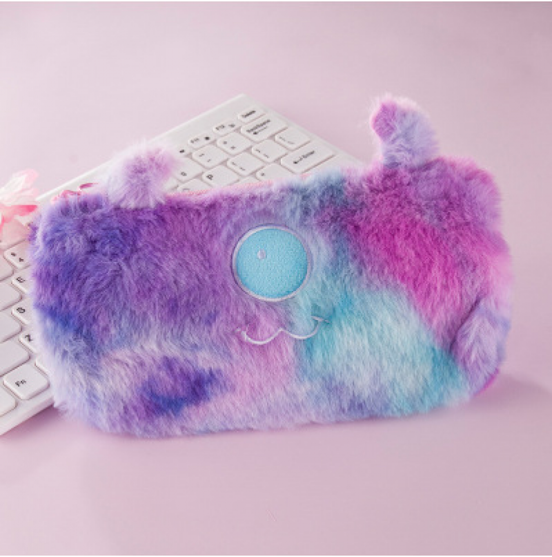 Little Monster Gradient Plush Pencil Bag Cute fashion Plush Zipper Pencil Bag School Office Supplies Stationery Pouch Purse Storage