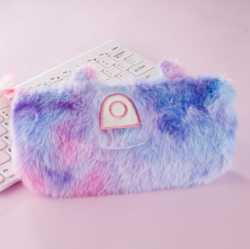 Little Monster Gradient Plush Pencil Bag Cute fashion Plush Zipper Pencil Bag School Office Supplies Stationery Pouch Purse Storage