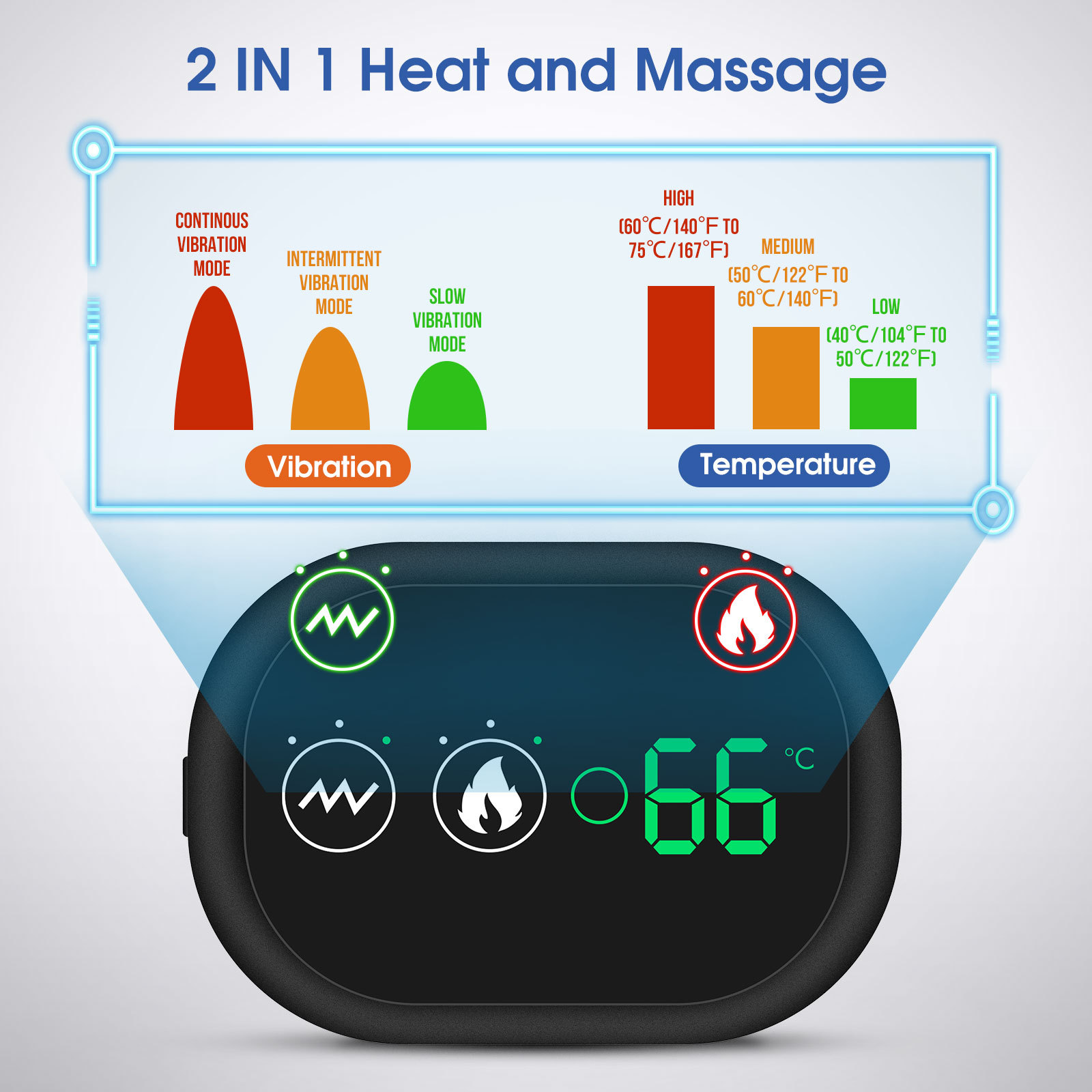 Electric Heating Shoulder Knee Brace LED Massager Vibrators Orthopedics Belt 70℃ Arthritis Pain Relief Physiotherapy