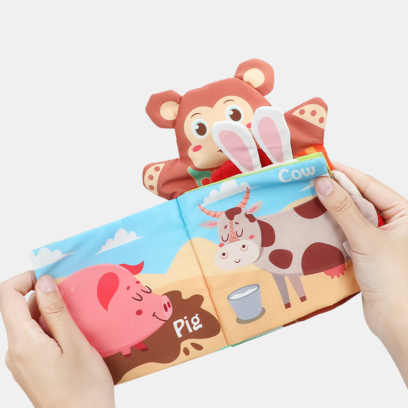 Hand Puppet Fabric Books Newborn Baby Educational Cloth Book Kids Early Learning Develop Cognize Reading Puzzle Book Toys