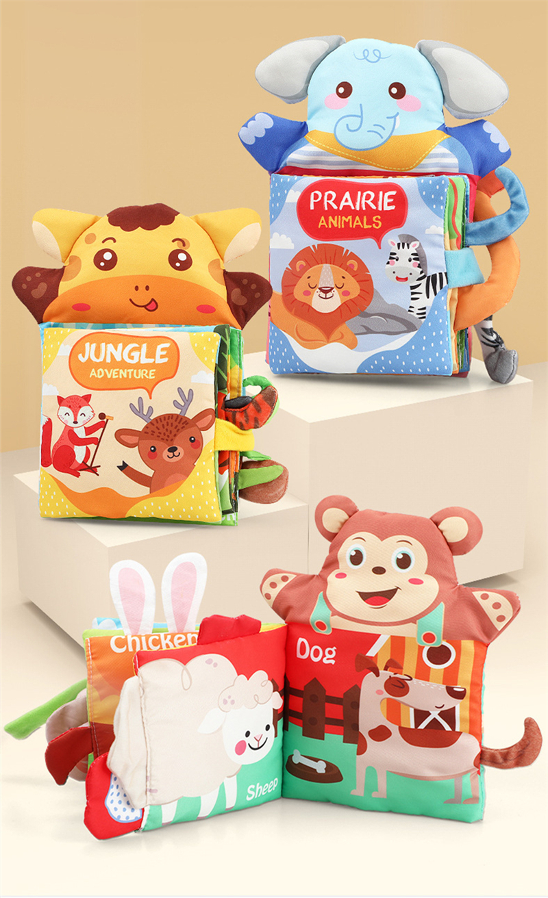 Hand Puppet Fabric Books Newborn Baby Educational Cloth Book Kids Early Learning Develop Cognize Reading Puzzle Book Toys