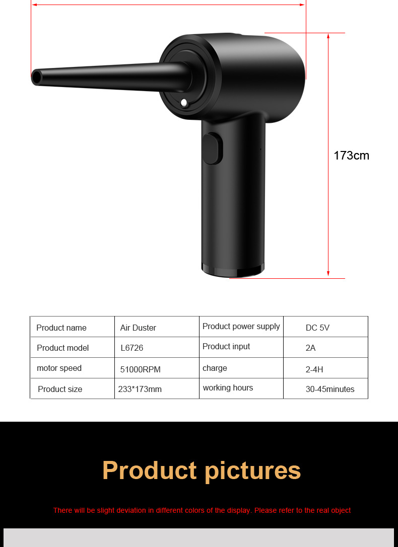 High-power Wireless Dust Blower Car Dust Collector Home Computer Keyboard Cleaning Dust Blower Wireless Hair Dryer