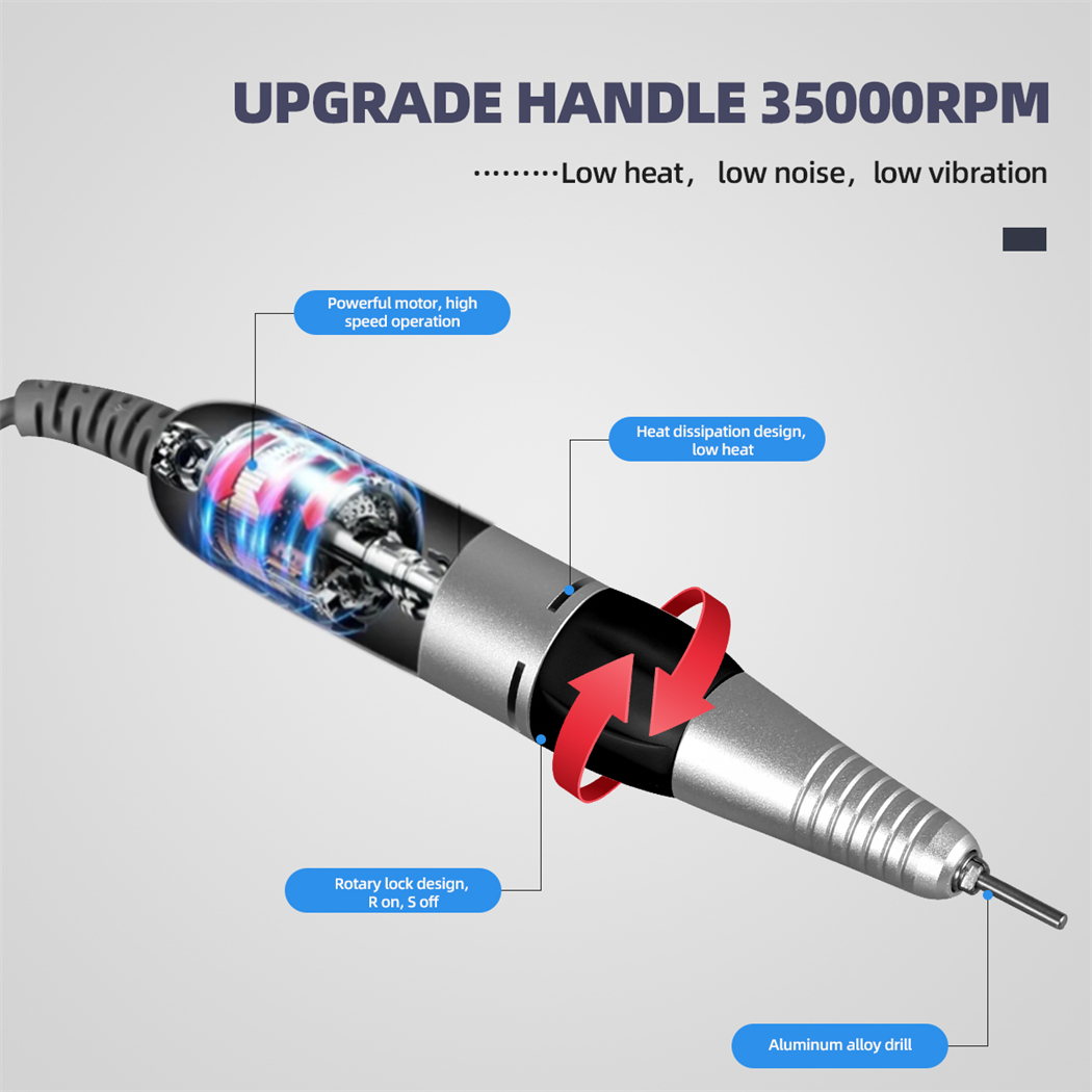 35000RPM Electric Nail Drill Machine For Manicure Nail File Polishing Nail Polisher Cutter Nail Art Salon Tools Low Noise view 7