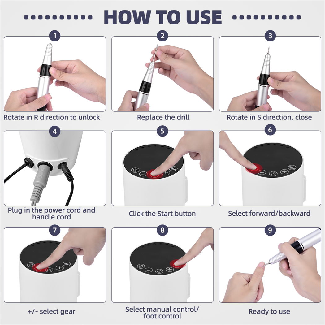35000RPM Electric Nail Drill Machine For Manicure Nail File Polishing Nail Polisher Cutter Nail Art Salon Tools Low Noise view 8